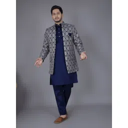n.b.f fashion Men Jacquard Kurta Pyjama Ethnic Jacket Set-picture-36