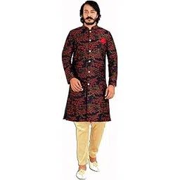 n.b.f fashion Mens Ethnic Wear Kurta Pajama Sherwani Set-picture-32