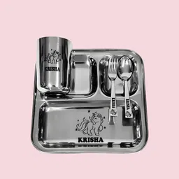 ncgifts Stainless steel Thali For kids With Name (Personalized)Pavbhajiplate Dinner Plate-picture-13