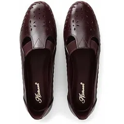 ncollections Women's Black Slip-On Flats – Stylish Leatherette Casual Shoes with Cutwork & Elastic Detail | Lightweight & Breathable Comfort Wear-picture-39