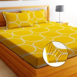 ncs 300 TC Cotton Queen Floral Fitted (Elastic) Bedsheet-picture-16