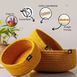 ncs Jute Small box mini rope storage basket woven White hamper, baby basket, organizer, Storage Basket-picture-23