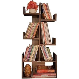 NE Furniture Engineered Wood Bookshelf Multipurpose Home Decor Storage Rack Bookcase Showcase Organizer for Living Room,Home Office,Bedroom (Square 6 Shelf Bookrack) (Brown) DIY(Do-It-Yourself)-picture-18