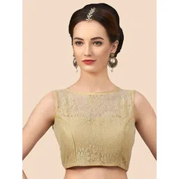 neckbook Women Gold Woven Design Princess Cut Padded Readymade Saree Blouse-picture-20