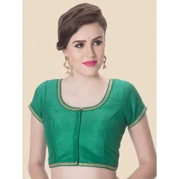 neckbook Women Green Solid Princess Cut Readymade Saree Blouse-picture-24