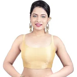 neckbook Women's Art Silk Solid Sleeveless Readymade Saree Blouse (R-651)-picture-30