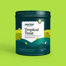 Nectar Superfoods Freeze Dried TROPICAL TREAT Smoothie Mix | MANGO, PINEAPPLE & COCONUT Fruit Powder | No Sugar, No Preservatives, 100% Natural, Vegan & Gluten Free | 300 gram Tin | 12 servings-picture-12
