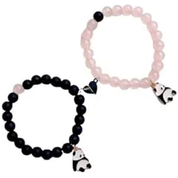 needs collection Needs Stone Beads Couple-Combo Matching Relationship Couple Bracelets white and black with panda 2 Pcs-picture-47
