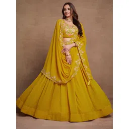 NEEL ART Embroidered Sequinned Semi-Stitched Lehenga & Unstitched Blouse With Dupatta-picture-11