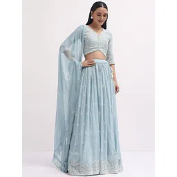 NEEL ART Embroidered Sequinned Semi-Stitched Lehenga & Unstitched Blouse With Dupatta-picture-17