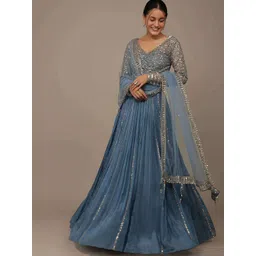 NEEL ART Embroidered Sequinned Semi-Stitched Lehenga & Unstitched Blouse With Dupatta-picture-20