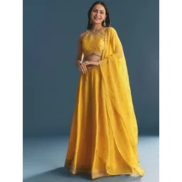 NEEL ART Embroidered Sequinned Semi-Stitched Lehenga & Unstitched Blouse With Dupatta-picture-30