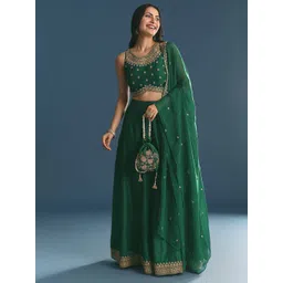 NEEL ART Embroidered Sequinned Semi-Stitched Lehenga & Unstitched Blouse With Dupatta-picture-32