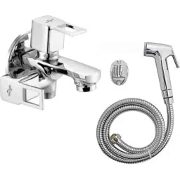 Neelkund Stainless Steel Silver STR Health Faucet with Square Cut 2 Way Bib Tap &a; Twin Elbow Valve-picture-48