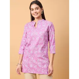 NEESH Print Mandarin Collar Crepe Top-picture-15