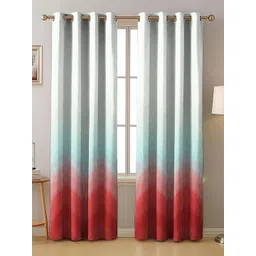 Nefertiti Home White & Orange 2 Pieces Geometric Black Out Long Door Curtains-picture-35