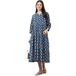 negen Cotton Maternity Dresses for Women with Feeding Zip - Floral Breastfeeding Maternity Gown Kurti for Pregnant Women - Nursing Pre and Post Pregnancy Wear-picture-41