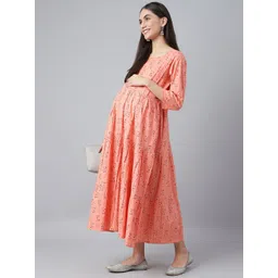 Negen Ethnic Motifs Print Maternity A-Line Midi Dress-picture-18