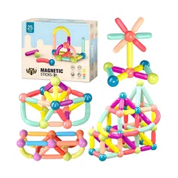NEGOCIO  25 Pcs Colorful Magnetic Sticks and Balls Sets Toys 3D Construction Building Blocks Magnet Stacking Educational Learning Toys Puzzle Games Birthday Gift for Kids- PACK OF 1  COLOR MAY VARY-picture-18