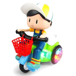 Negocio Stunt Tricycle Bump and Go Toy with 4 D Lights, Dancing Toy, Battery Operated Toy- Pack of 1 - Color May Vary-picture-24