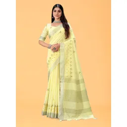 NEGRONI Embroidered Pure Linen Saree-picture-23