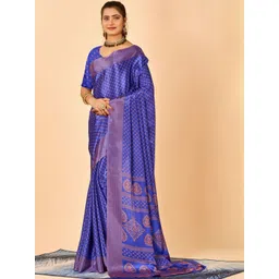 NEGRONI Ethnic Motifs Printed Saree With Blouse Piece-picture-13