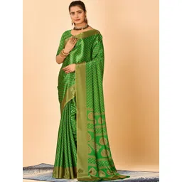 NEGRONI Ethnic Motifs Woven Design Zari Pure Crepe Saree-picture-11