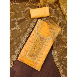 NEGRONI Floral Embroidered Beads & Stones Organza Unstitched Dress Material-picture-33