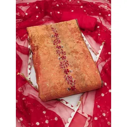 NEGRONI Floral Embroidered Beads & Stones Unstitched Dress Material-picture-31