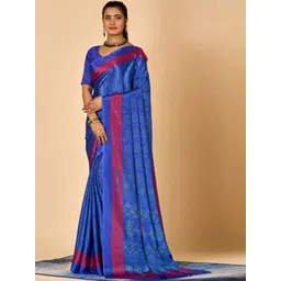 NEGRONI Geometric Printed Pure Crepe Saree With Blouse Piece-picture-23