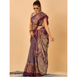 NEGRONI Women Ethnic Motifs Woven Design Saree with an Unstitched Blouse Piece-picture-39