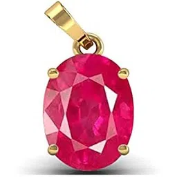 nehal collections 8.25 Ratti Natural Ruby/Manik Pendant Manik Gemstone Panchadhatu 14K Gold Plated Pendant-picture-53