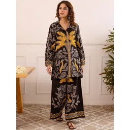 Nehamta Floral Printed Bishop Sleeve Shirt Collar Shirt & Palazzos-picture-10