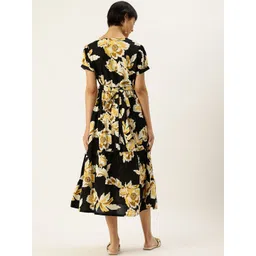 Nejo Floral Print Puff Sleeve Maternity Pure Cotton A-Line Midi Dress image 3