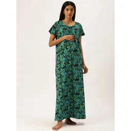 Nejo Printed Pure Cotton Maternity Maxi Nightdress-picture-39