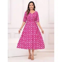 NEKU FASHOIN Women Floral Printed Mandarin Collar Anarkali Dress-picture-16