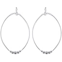 nemichand jewels 925 Pure Sterling Silver Five Ball (Payal) Anklet for Women (2pc)-picture-49