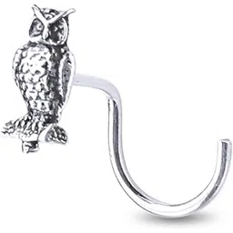 nemichand jewels 925 Sterling Silver Tiny Owl oxidized Nose Pins For Womens-picture-16