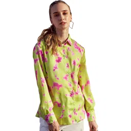 NEOFAA Women Lime Green & Pink Printed Casual Shirt-picture-11