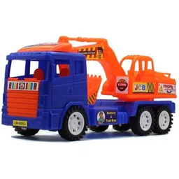 neoinsta shopping Friction based Big size 6 wheels JCB truck toy Blue and Orange colour-picture-17
