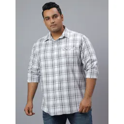 NEON CHILLIE Men Plus Size Comfort Fit Tartan Checked Spread Collar Cotton Casual Shirt-picture-26