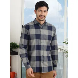 NEON CHILLIE Men Slim Fit Buffalo Checked Spread Collar Cotton Casual Shirt-picture-40