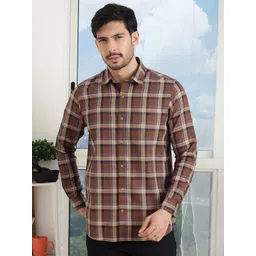 NEON CHILLIE Men Slim Fit Checked Spread Collar Cotton Casual Shirt-image-46