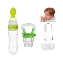 NeonateCare Fruit And Food Nibbler -  Feeder and Finger brush with Tongue Cleaner - ( Fruit feeder -  Spoon feeder -  Finger brush) -Pack of 3 - Multicolor ( color and design may vary)-picture-26