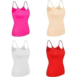 neotea Neoteric Women's Cotton Adjustable Strap Slip Camisole Spaghetti Top Innerwear (neocns90, Multicolour, 90 cm) -Combo of 4 Piece-picture-33