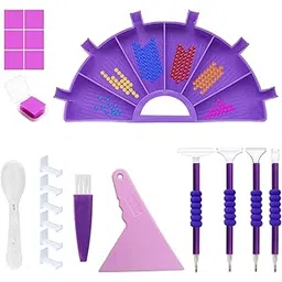 NEOUTH Diamond Painting Accessories Tray Organizer Kits, 6 Grid Diamond Painting Tool Set for 5D Diamond Embroidery/DIY Art/Bead Storage, Painting Tools Kit-picture-30