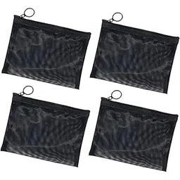 NEOUTH Mini Toiletry Bag, Zipper Mesh Bags, Nylon Beauty Makeup Cosmetic Accessories Organizer, Travel Toiletry Kit Set Storage Pouch, (Black, 4 Pieces)-picture-34