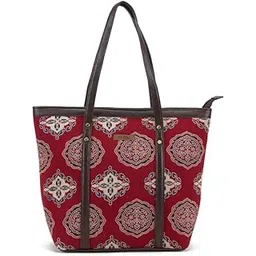 nepri Printed Office Tote Bag | Laptop Bag 15.6 inch | Stylish Tote Bags for Office Use | Purse for Women | Vegan Leather & Handblock Printed Fabric Handbag | Daily & Travel Use-picture-37