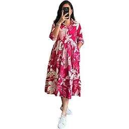 nerksre Women’s Rayon Fabric Short Sleeve Long Anarkali Gown Dress for Daytime Vacation & Summer Outings-picture-12