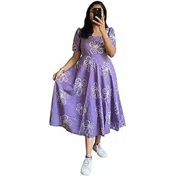 nerksre Women’s Short Sleeve Rayon Fabric Long Anarkali Gown Dress for Daytime Vacation & Summer Outings-picture-13